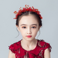 韓版女童公主頭飾兒童頭箍六一演出表演花環手環新娘花童禮服發飾1入