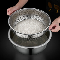 不銹鋼洗菜盆瀝水籃廚房家用濾水洗米篩淘米盆套裝漏水盆特大網盆