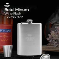 Botol Minum Wine Bir Flask Hip Square Shape Stainless - Silver F222