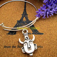 3pcs/lot Hot sale diameter 65mm bangles silver bangle with Heavy Mysterious Horn Man Mask Dea jewelry for women