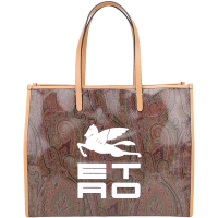 ETRO Paisley 字母印花變形蟲塗層帆布托特包(棕色)