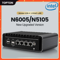 Topton 2.5G Firewall Soft Router Pentium N6005 Celeron N5105 4*Intel i226 Nics NVMe Fanless Mini PC 