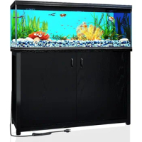 55-75 Gallon Aquarium Stand with Charging Station and Cable Holes, Metal Fish Tank Stand with Storage Cabinet,