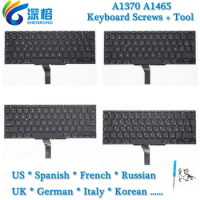 A1370 A1465 Keyboard For Macbook Air 11" US UK Russian Spain French German Arabic Korean Italian Layout Keyboard 2011-2017 Year