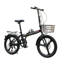 20 Inch Bicycle Adult Student Bike with Variable Speed Disc Brake Alloy Integrated Wheel Portable and Foldable