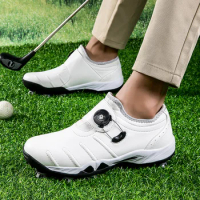 Waterproof Golf Shoes Men's Golf Training Shoes Grass Anti Slip Walking Shoes Size 37-46 Men's Black White Blue Golf Sneakers