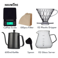 All in one Home Office Outting Coffee Grinder Kettle Filters Timer Scale Barista Pour Over Kit Maker Accessories Set