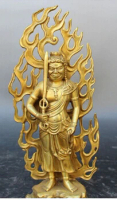Copper Crafts Brass decoration Fine Brass 11" Tibet Buddhism Brass Carving Stand Acalanatha Fudo Buddha Swords Statue
