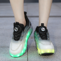 เด็กรองเท้าวิ่งสองล้อชาร์จ LED รองเท้าเรืองแสงสีสันสดใส   โรลเลอร์สเก็ตสี่ล้อรองเท้ากีฬาลำลองรองเท้าล้อ