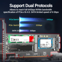 JEYI NVMe NGFF and mSATA SSD PCIe 4.0/3.0 Adapter Card, 3 in 1 M.2 NVME to PCIE/M.2 SATA SSD to SATA