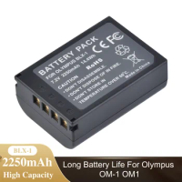 1Pcs 2250mAh Rechargeable Li-ion Battery For Olympus BLX-1 BLX1 Camera Battery For Olympus OM-1 OM1