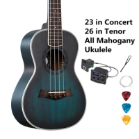 Blue Gradient Ukulele23 26 Inch Concert Tenor All Mahogany Mini Guitar Acoustic Electric 4 Strings Ukelele Guitarra Uke