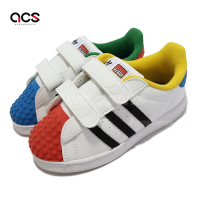 Adidas 童鞋 Superstar CF I 白 紅 藍 幼童 樂高 聯名 LEGO 學步鞋 魔鬼氈 愛迪達 H03969