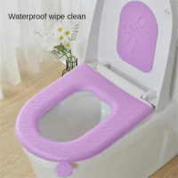 Waterpoof Toilet Seat Cover Washable Bathroom Toilet Pad Cushion with Handle Mat Toilet Seat Bidet Cover Accessories