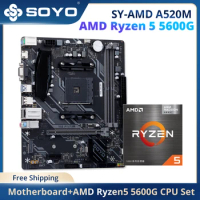 SOYO Dragon A520M with AMD Ryzen 5 5600G CPU Motherboard Set Dual Channel DDR4 RAM AM4 PCIE3.0x16 for Desktop Computers Combo