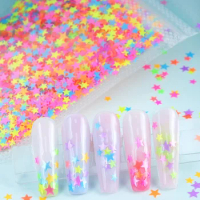 Ultrathin Fluorescent Star Sequins Nail Art Decorations Neon Color Five-pointed Star Flakes Nails Accessories Manicure Materials