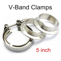 5'' inch Quick V-Band clamp flanges kit.Auto exhaust pipe V-band clamp kit high quality