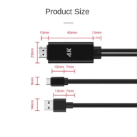 2 in 1 USB C 3.1 Type-C to HDMI-Compatible 4K 30Hz Adapter Cable with USB Power for Phone Connected to Projector TV