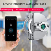 Smart door lock company office fingerprint lock single door double door semicircle electronic smart fingerprint glass door lock