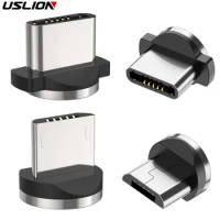 Round Magnetic Cable plug Type C Micro USB C Plugs Fast Charging Phone Microusb Type-C Magnet Charger Plug For Samsung S9 S10