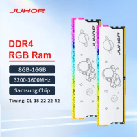 JUHOR Memoria Ram RGB DDR4 8GB 16GB 3200MHz DDR4 RGB 8GBX2 16GBX2 3200MHz 3600MHz DIMM Dual Channel Desktop Gaming Memory Ram