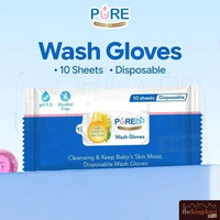 PureBB Wash Gloves Washlap Waslap Lap Wet Anak Bayi Disposable 10 Sheets