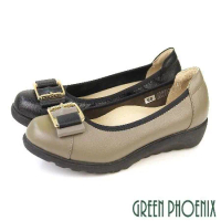 【GREEN PHOENIX】女 包鞋 娃娃鞋 便鞋 厚底 楔型 小坡跟 全真皮 OL 面試 通勤 台灣製
