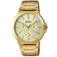 【CASIO 卡西歐】耀眼金星不鏽鋼腕錶/金x黃面(MTP-V300G-9A)