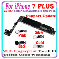 For iPhone 7 Plus Motherboard Free iCloud Unlocked mainboard For iPhone 7Plus 32GB 128GB 256GB with touch id logic board plate