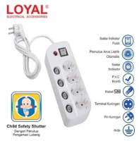 Discount Loyal Ly-254 Stop Kontak Multi-Tap 4 Lubang + Saklar Kabel