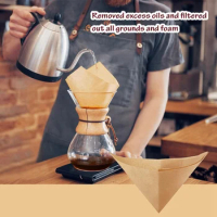 100Pcs Pour Over Coffee Filter,Natural Square Disposable Coffee Filter Paper For Pour Over Coffee Maker Drippers Durable