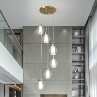 北歐全銅餐廳吊燈三頭輕奢現代簡約客廳臥室樓梯創意個性吧臺燈飾