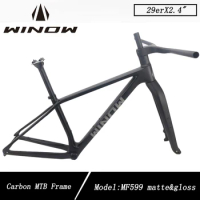 Winowsports Carbon Fiber Mountain Bike Frame 29er Disc Brake Thru Axle 148mm Full Hidden Cable MTB Hardtail Frameset
