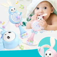 Baby Music Flashing Teether Rattle Toys Rabbit Hand Bells Mobile Infant Pacifier Weep Tear Newborn Baby Toy 6 12 Months Boy Gift