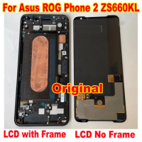 Original Supor Amoled For Asus ROG Phone 2 ROG2 Phone Ⅱ ZS660KL I001DE LCD Display Screen Touch Digitizer Assembly Sensor Frame