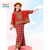 Girl'S 3D Cartoon Muslim Dress |   2-Piece 3/4 Batwing Sleeve |   Indian Beach Festival Collection |