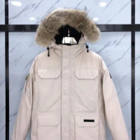 Winter Canada Style New 90 White Goose Down Couple Down Jacket Women Men's Loose Large Fur Collar Embroidered Coat Warm
