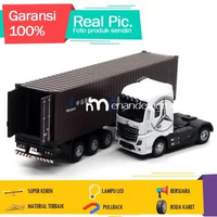 Diecast Miniatur Mainan Mobil Truk Kontainer Trailer Besi Premium LED Metal Bersuara Cosco