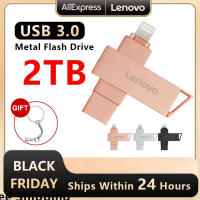 Lenovo Metal 2-IN-1 USB Flash Drive USB 3.0 Pen Drive การถ่ายโอนไฟล์ความเร็วสูง1TB 2TB ความจุขนาดใหญ่พิเศษ OTG Storage U Disk