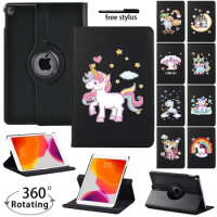 For IPad 9th Generation 10.2 Case,360 Degree Rotating Stand Tablet Cover for IPad 9 10.2 2021 Funda Cute unicorn pattern cover