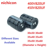 2Pcs/Lot Nichicon 820uF 400V 820uF 450V 400v820uf 450V820UF 30X50/60 35X40/45/50/60 Snap-in PSU Capacitor