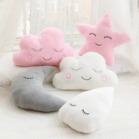 New Stuffed Cloud Moon Star Raindrop Plush Pillow Soft Cushion Toys For Children Baby Kids Girl Christmas Gift Room Car Decor