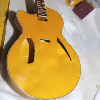 Left-handed 6-string electric guitar, high-quality 370 electric guitar, yellow mosaic, wood paint, only guitar body and neck