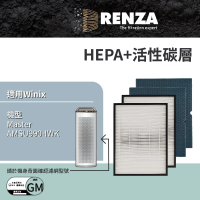 【RENZA】適用Winix AMSU990-IWK Master 雙空氣噴射氣流空氣清淨機(HEPA濾網+活性碳濾網 濾芯)