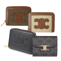 【CELINE】CUIR TRIOMPHE 凱旋門標誌 老花 素色 撞色 皮夾 錢包 三折短夾(10D/10L/10K)