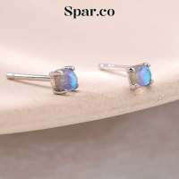spar.co ล้างต่างหู Moonlite Stud - ต่างหู Aurora Moonlite Stud ขนาดเล็กสำหรับผู้หญิงที่เรียบง่ายหูสต