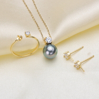 DIY珍珠配件套裝 S925純銀 王妃單鉆項墜耳釘珍珠配件空托不含鏈