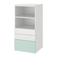 SMÅSTAD/PLATSA 書櫃, 白色 淺綠色/附3個抽屜, 60x57x123 公分