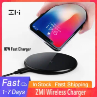 Xiaomi Zmi 10W Fast Wireless Charger Iphone X/8/8P Note8 S9/S9 Nokia Moto2 Nexus 2.5d Glass Surface Wireless Charger
