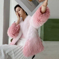 Korea Women'S Warm Elegant Faux Fox Fur Coat Korean Fashion Winter Fluffy Faux Fur Coat High Quality Fur Coats For Women